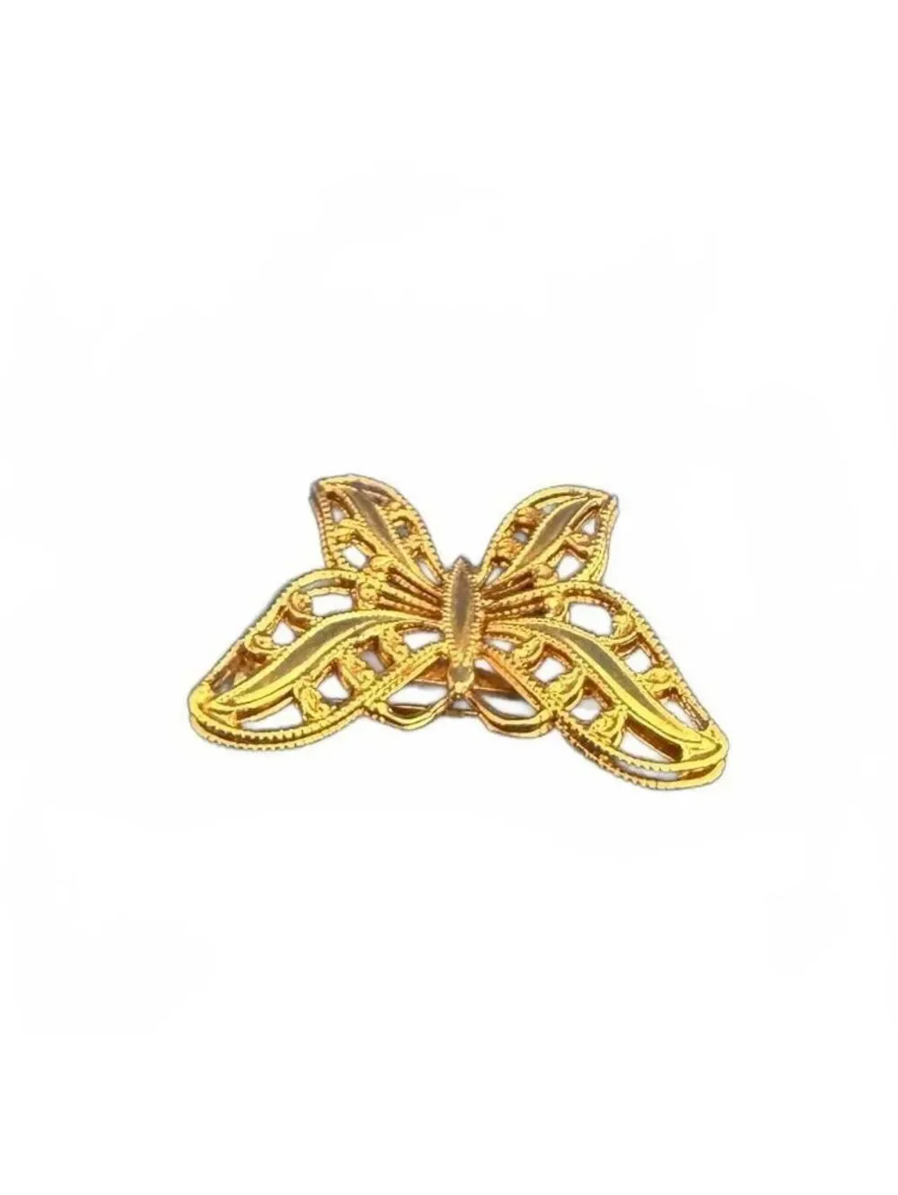 Vintage Napier 1 inch Gold Tone Filigree Butterfly Brooch Pin
